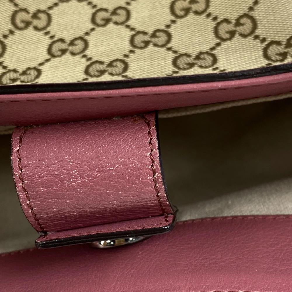 Gucci GG tote bag bamboo handbag canvas pink beige - Picture 4 of 6